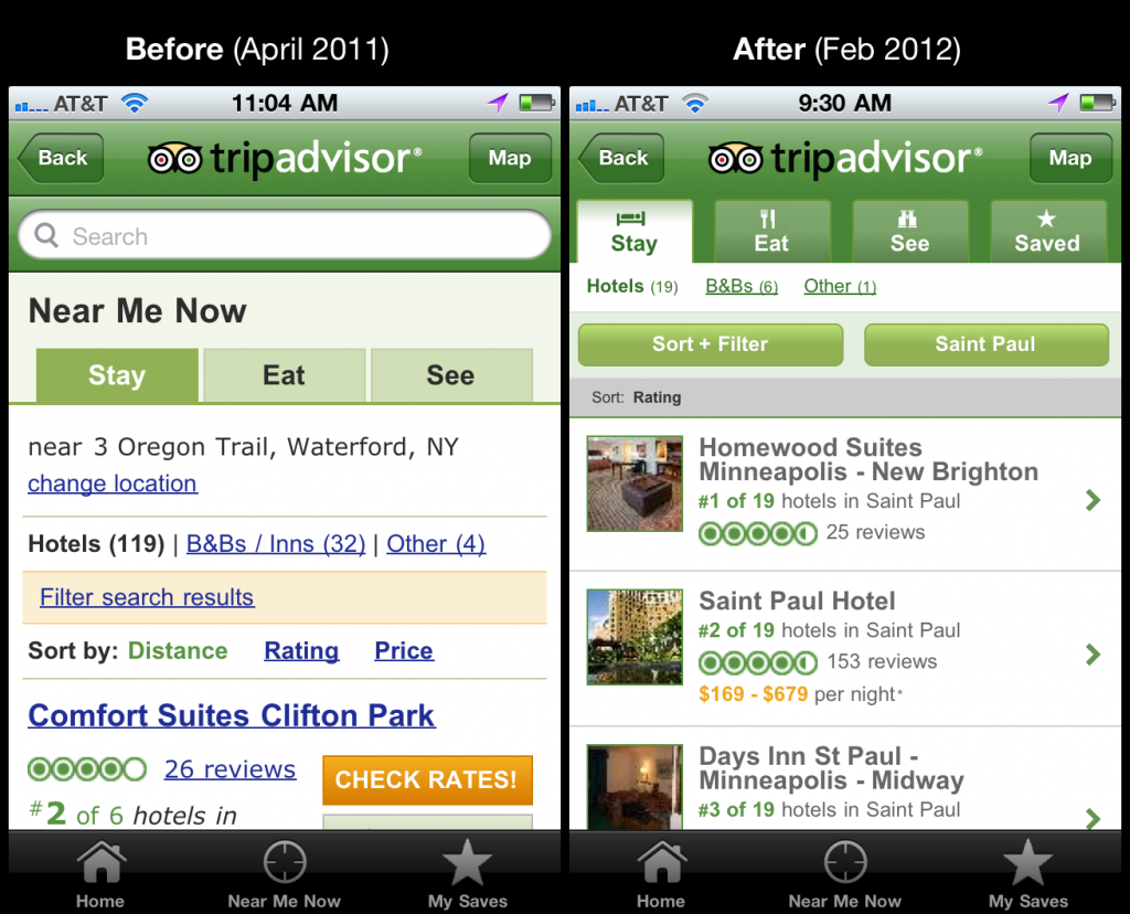 Before and After picture of the mobile experience